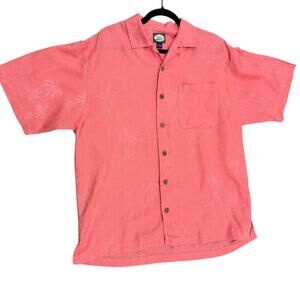 Tommy Bahama Pink palm tree Linen button down shirt men Size M